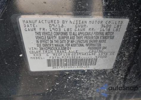 2018 Nissan Kicks S из США, поврежденный, VIN 3N1CP5CUXJL538121